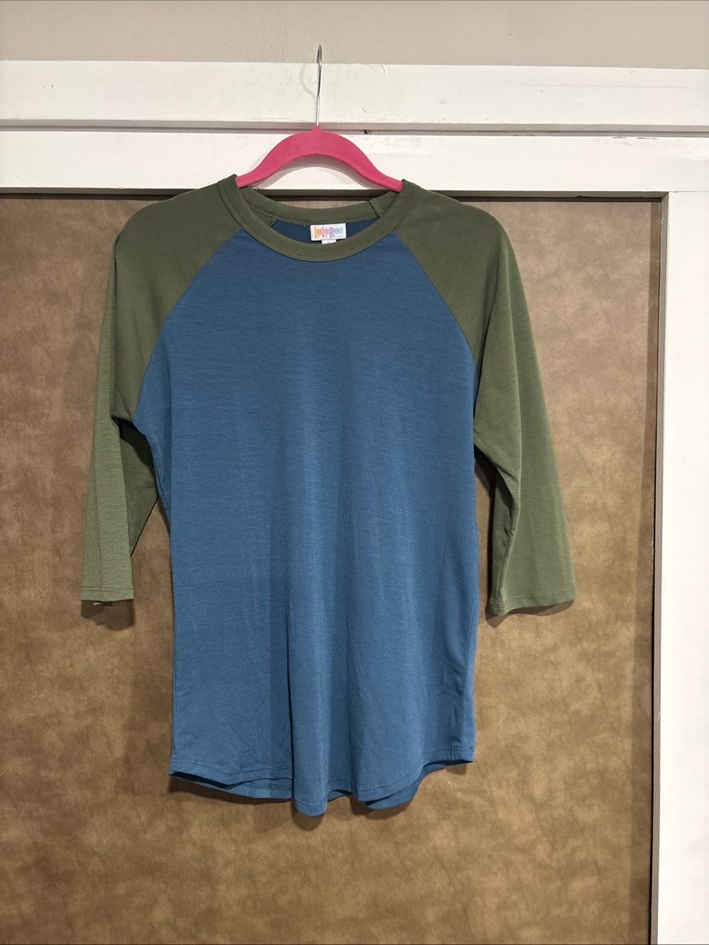 Blue & Olive Raglan Baseball Tee -Lula Roe women’s shirt